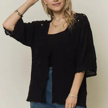 Load image into Gallery viewer, 6258- Boho Embroidery Kimono Cardigan-BLACK
