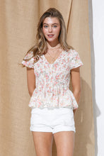 Load image into Gallery viewer, 5944-Smocked Bodice Peplum Top
