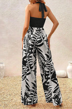 Load image into Gallery viewer, 4269-Halter Tropical Plant Print Wide Leg Jumpsuit
