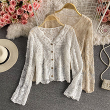 Load image into Gallery viewer, 5385-Women&#39;s Lace Sheer Cardigan Shrug-WHITE
