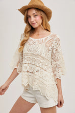 Load image into Gallery viewer, 6349- Sheer Crochet Top with No Lining-NATURAL
