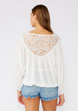 Load image into Gallery viewer, 4258-Billowy Long Sleeve Crochet Bib Blouse-WHITE
