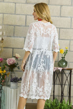 Load image into Gallery viewer, 4149-Lace Crochet Kimono-White
