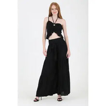 Load image into Gallery viewer, 6249- Tie Waist Wide Leg Pants-BLACK
