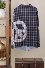 Load image into Gallery viewer, 5344-Color Block Plaid Shirt with Patch Detail
