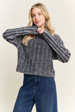 Load image into Gallery viewer, 5736-TEXTURED Knit Cropped Accents Sweater-BLACK
