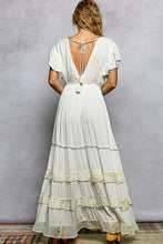 Load image into Gallery viewer, 5803- POL Ruffle Trim V-Neck Embroidery Sequins Tassel Long Dress
