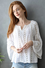 Load image into Gallery viewer, 4725- Lace Insets Flare Bell Sleeve Eyelet Embroidered
