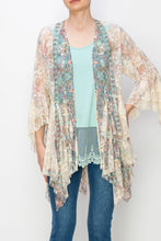 Load image into Gallery viewer, 5983-Classic All Lace Cardigan with Tiered Layers-LT TURQ
