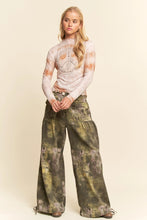 Load image into Gallery viewer, 5524-Tie Dyed Mesh Peace Studs Lettuce Hem Detail Top
