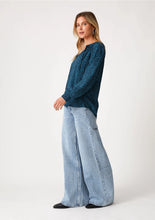 Load image into Gallery viewer, 5592-Zigzag Long Sleeve Tie Neck Blouse-TEAL
