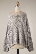 Load image into Gallery viewer, 4744-Boat Neck Open Cable Knit Chenille Sweater-GREY
