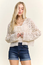 Load image into Gallery viewer, 5954-Crochet Lace Open Front Cardigan-NATURAL
