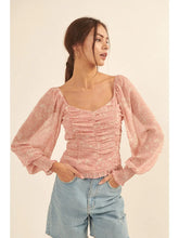 Load image into Gallery viewer, 4092-Floral Sweetheart Neck Gather Bodice Blouse
