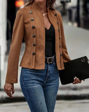 Load image into Gallery viewer, 6608- Faux Suede Double Breasted Blazer-BROWN

