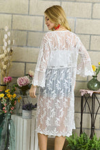 Load image into Gallery viewer, 4151-LACE &amp; CROCHET SLEEVE LONG KIMONO-WHITE
