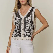 Load image into Gallery viewer, 6337-  Boho Floral Butterfly Crochet Vest Top
