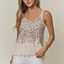 Load image into Gallery viewer, 6260- Crochet Eyelet Babydolltank Top- -MOCHA
