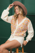 Load image into Gallery viewer, 4902-FRONT FLOWER GRANNY SQUARE V-NECK SWEATER CARDIGAN
