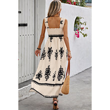 Load image into Gallery viewer, 4978-Ruched Square Neck Sleeveless High Waist Dress-beige/black
