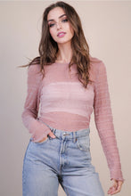 Load image into Gallery viewer, 5841-High Neck Fitted See-Thru Lurex Top-PINK
