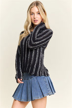Load image into Gallery viewer, 5778-VERTICAL Textured Stripe Sweater-BLACK
