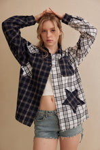 Load image into Gallery viewer, 5344-Color Block Plaid Shirt with Patch Detail
