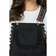 Load image into Gallery viewer, 5351-Embroidered Strap Flowy Jumpsuit-BLACK
