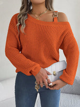Load image into Gallery viewer, 5595-Off-Shoulder Lantern Sleeve Sweater-ORANGE
