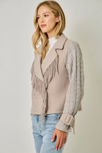 Load image into Gallery viewer, 6703- Tassel Fringe Mixed Media Moto Jacket
