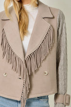 Load image into Gallery viewer, 6703- Tassel Fringe Mixed Media Moto Jacket
