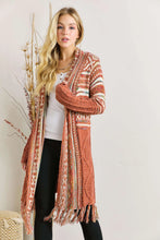 Load image into Gallery viewer, 4650- Fringe Hem Aztec Cardigan-RUST
