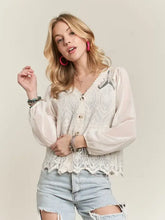 Load image into Gallery viewer, 5934-Button Down Embroidered Woven Blouse-BEIGE
