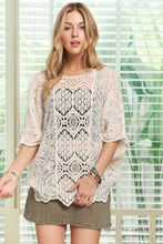 Load image into Gallery viewer, 5218-Batwing Sleeves Crochet Lace Blouse-BEIGE
