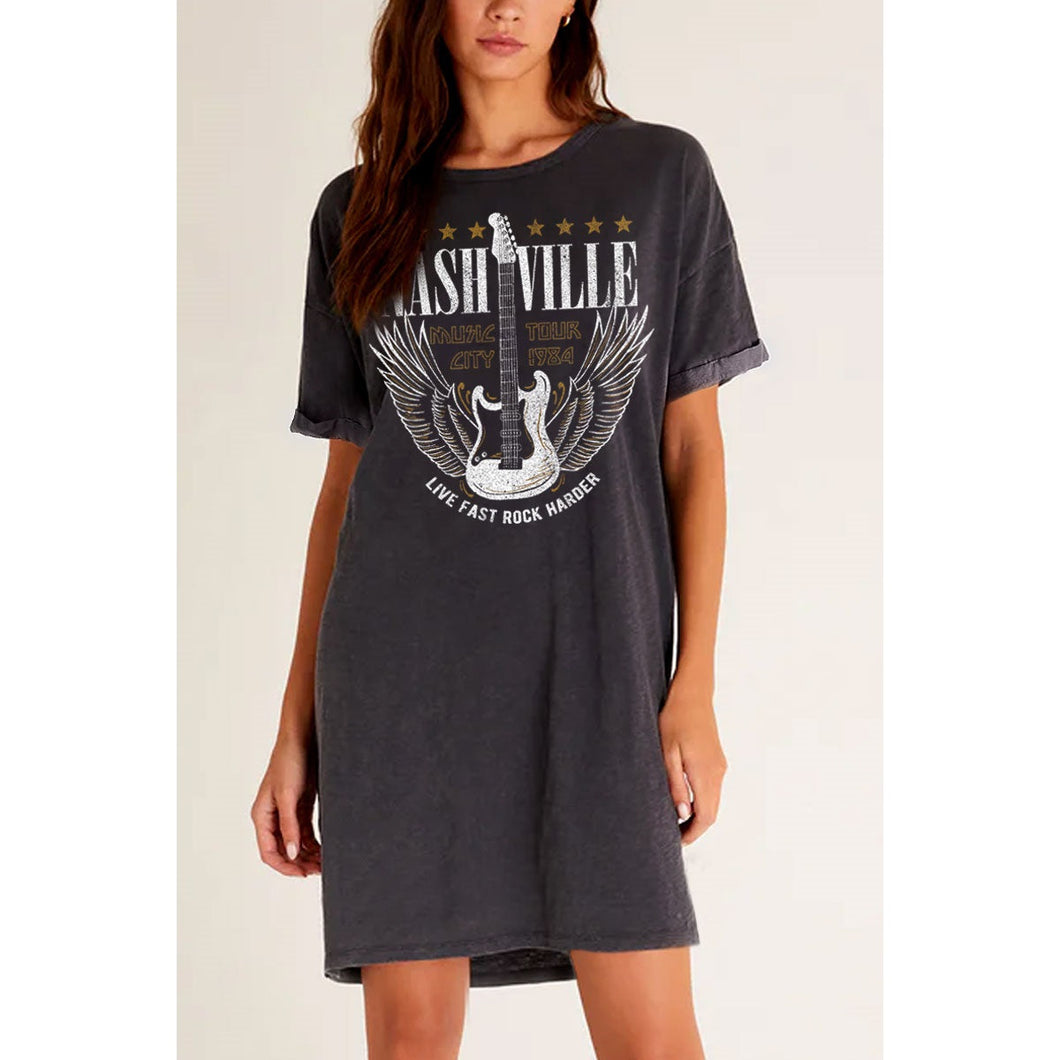 4205-Nashville Music City Mineral Graphic Dress