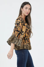 Load image into Gallery viewer, 6596- V Neck Smocked Bust Flare Sleeve Top-YELLOW
