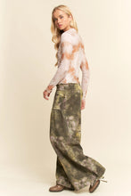 Load image into Gallery viewer, 5524-Tie Dyed Mesh Peace Studs Lettuce Hem Detail Top
