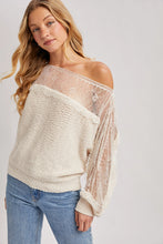Load image into Gallery viewer, 6711- Boat Neck Lace Trimmed Knit Sweater -ECRU
