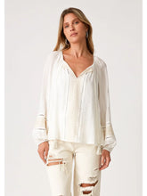 Load image into Gallery viewer, 5045-Metallic Pinstripe Long Sleeve Peasant Blouse-NATURAL
