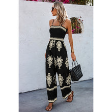 Load image into Gallery viewer, 4351-Off Shoulder Ruched Printed High Waist Jumpsuit
