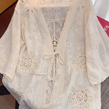 Load image into Gallery viewer, 6172- Open-Front Lace Blouse-BEIGE
