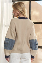 Load image into Gallery viewer, 5406-KNIT Sweater Top with Denim Pockets
