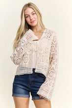 Load image into Gallery viewer, 5954-Crochet Lace Open Front Cardigan-NATURAL

