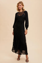 Load image into Gallery viewer, 4689-Raglan Vintage Lace Paneled Dress-BLACK
