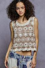 Load image into Gallery viewer, 5963-POL Round Neck Sleeveless Crochet Top-BEIGE
