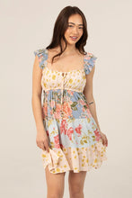 Load image into Gallery viewer, 6084- Mix Print Flutter Sleeve Tiered Short Dress
