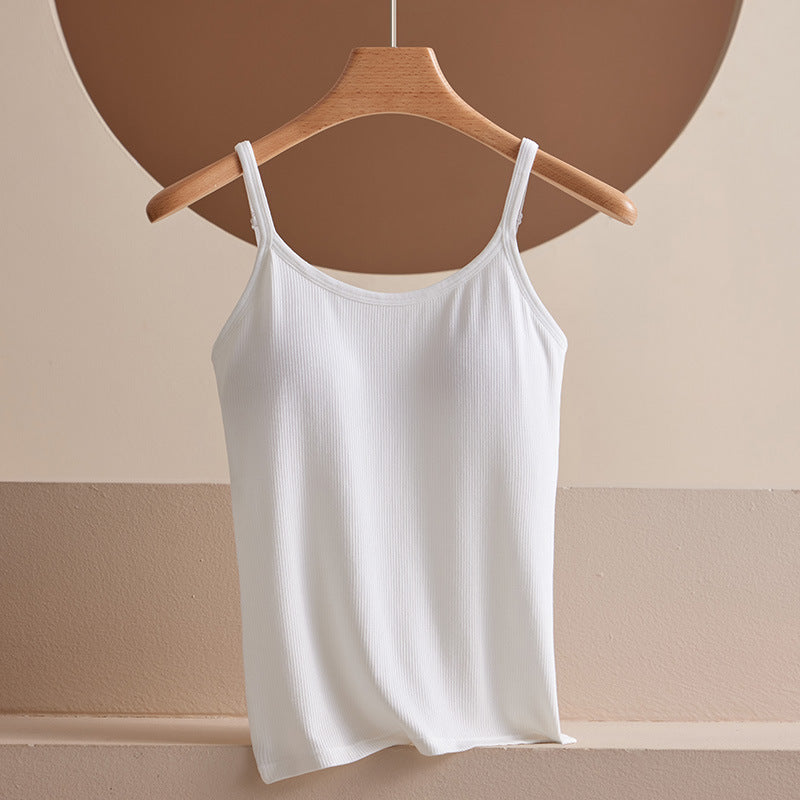 5381-Modal Padded Longline Camisole Top-WHITE