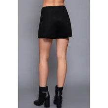 Load image into Gallery viewer, 6398- Front Wrap Faux Suede Skort-BLACK
