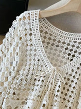 Load image into Gallery viewer, 5915- Crochet Open-Front Cardigan-BEIGE ONE SIZE
