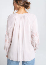 Load image into Gallery viewer, 4949-Long Sleeve Linen Embroidered Peasant Top-BLUSH ROSE
